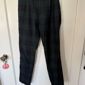 Muji Black and Green Plaid wool Pants